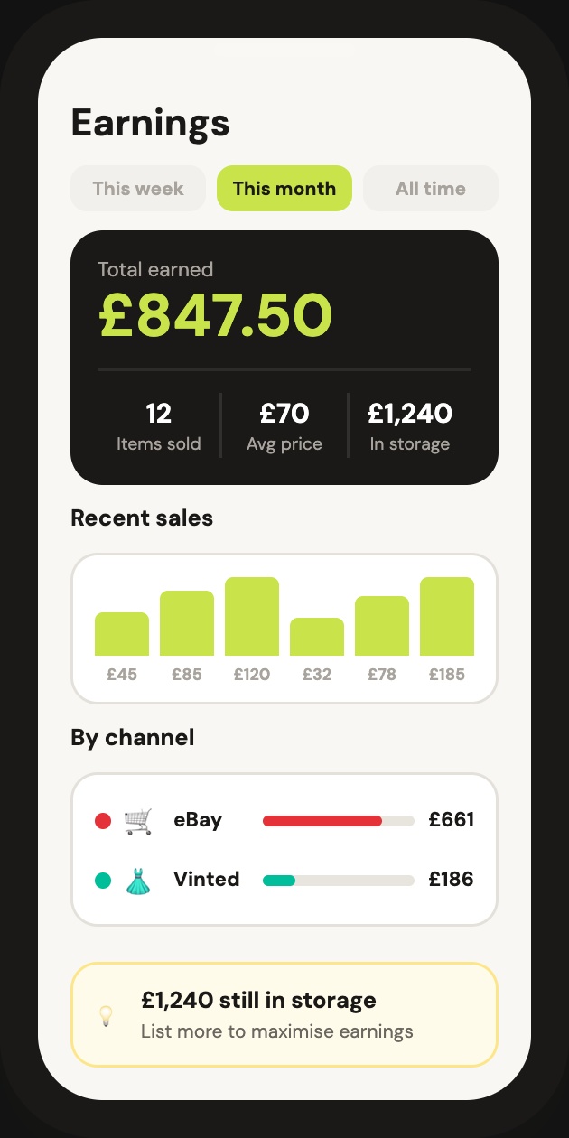 Retriv earnings screen