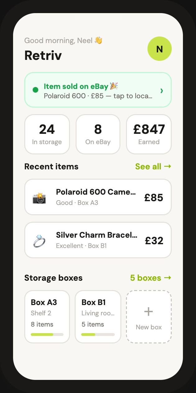 Retriv dashboard screen